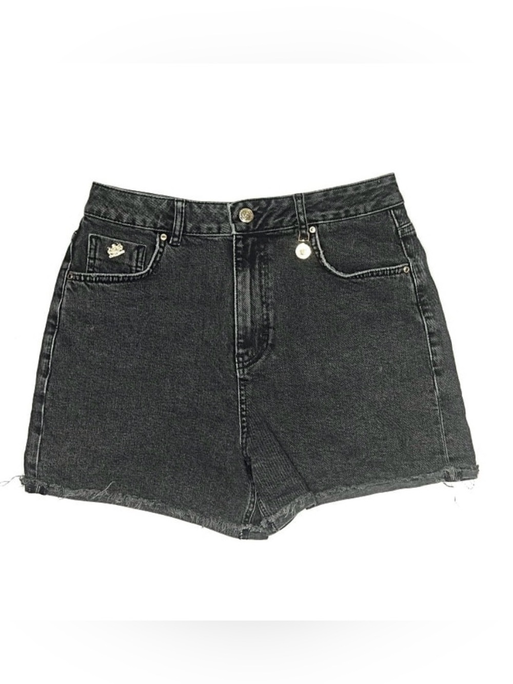 Holland Cooper Black Denim Cut off Jean Shorts Western Boho Casual Size 12